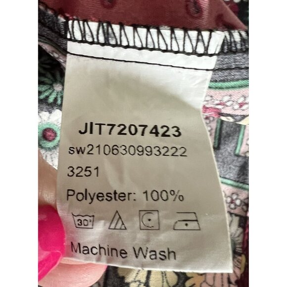 Shein Curve Womens Boho Floral Patchwork Print V-Neck Smocking Blouse 2XL - Picture 6 of 7